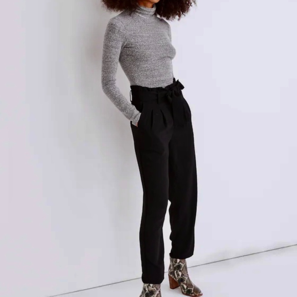 Madewell Drapey Paperbag Pants - True Black - 00